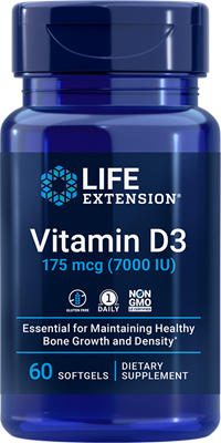 2. Vitamin D3 175 mcg (7,000 IU) (60 softgels)