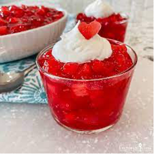 Strawberry jello with whipped cream